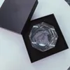 Posacenere in cristallo di design con logo in rilievo 3D, confezione regalo trasparente per casa da uomo