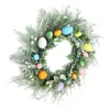 Kwiaty dekoracyjne 50 cm Easter Wreath Eggs Dekoracja sztuczny kwiat do domu DIY rzemieślnicze drzwi wiszące girlandy wystrój imprezowy