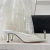 Pantofole Sandali da donna estivi di alta qualità Designer Mesh Bling Scarpe da sposa Suola in pelle Party