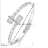 Bruiloft Armbanden Elegent Luxe Sieraden 925 Sterling Sier T Princess Cut Wit 5A Kubieke Zirkoon Cz Diamant Edelstenen Party Vrouwen Ope Dhwio