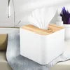 Jewelry Pouches Square Tissue Box With Wooden Lid Household Removable Mini