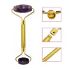 Tool Natural Amethyst Jade Eye Mask Facial Roller Gua Sha Stone Board Gouache Scraper Sleep Eye Curtain Massage Relaxation Beauty Set