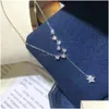 Pendanthalsband 2024 Brand Star Simple Fashion Jewelry 925 Sterling Sier Pave White Sapphire Cz Diamond Gemstones Party Women Wedd DHGF6