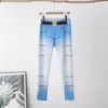 Kvinnors leggings gradient denim tryck kvinnor byxor mantel skjuter upp löpande sport smal byxa kvinnlig 2024 casual fockna fitness byxor