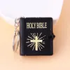 Keychains Cross Keyring Small Gift Metal Pendant Key Chain Mini English Holy Keychain Religious Christian Jesus Key Holding Bible Book