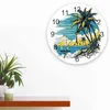 Relógios de parede Coconut Tree Beach Sailing SeaView Relógio impresso moderno Silent Soit Room Decoração de casa Relógio suspenso