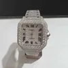 2022 Роскошные квадратные часы Iced Out Diamond с муассанитом, мужские наручные механические часы с бриллиантами на свидание