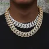 Hip-hop pop-sieraden 20 mm ijs uit ketting Gold vergulde Moissanite Diamond Cuban Link Chain