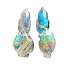 Natural Labradorite Crystal Quartz Maple Leaf Skull Healing Home Decor Beautiful Hand Carved Rainbow Flash Gemstone Leaves Figurine Natural Pocket Stone Gifts