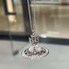 Planet Necklace Designer Necklace for Woman Vivienen Luxury Jewelry Viviane Westwood High Version the Same Full Diamond Star Ring Transparent Saturn Necklace for w