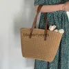 Schoudertassen Avondtassen Chique zomertassen van stro voor dames Grote capaciteit Shopper Reistas Eenvoudig ontwerp Strandfeest schoudertas Geweven clutch PortemonneeH24223