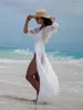 Kvinnors badkläder sexig se genom bikini cover-ups vit spets tunika sommarstrandklänning eleganta kvinnor bär baddräkt cover up q1096