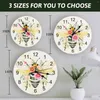 Wandklokken Bee Circle Dot aquarel bloem bedrukte klok moderne stille woonkamer woondecoratie hangend horloge