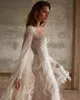 Charming Pearls Wedding Dresses Rhinestone Sequins Mermaid Bridal Gowns Illusion Feather Long Sleeve Bride Dresses Custom Made Plus Size