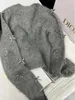Maglieria da donna Maglione grigio Giacche Abbigliamento donna O-Collo Dolce fiocco Sueter Mujer Moda Mohair Morbida maglia Coreana Pullover corto Pull Femme