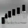 Bottle 5ml 10ml 15ml 20ml 30ml 50ml 100ml Empty Clear Glass Perfume Spray Bottles Black Cap Cosmetic Lotion Pump Vial Glass Atomizer