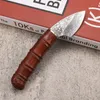 Promozione A2252 Damasco Coltello a lama fissa VG10 Damasco Steel Blade Rosewood maniglia da pesca da esterno Calni tascabili EDC con guaina in pelle