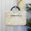 TOTES Designer- Kobiety vintage rattan torebka Kobieta bohemian letnie torby na plażę słomką Lady prosta torba do splotu ręcznie robiona swobodna duża Toteh24223