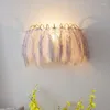 Vägglampa nordisk fjäder modern vardagsrum rum belysning romantisk sconce konst kreativ lyxig grå dekoration ljus fixtur