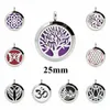 Pendant Necklaces Tree Of Life 25mm Polish Plain/Crystal 316L Stainless Steel Aroma Essential Oil Diffuser Locket Perfume Fit Necklace