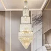 Light Luxury Stairwell Long Chandelier Villa Duplex Loft Hollow Post-Modern Simple Pick Empty Livingroom Chandelier Crystal Lamp