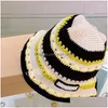 Bérets Femmes Coton Cloghet Skl Cap À La Main En Tricot Découpe Rayé Bonnet Seau Chapeau Designer De Luxe Livraison Directe Accessoires De Mode Dhung