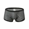 Underpants Sexy Striped Men's Polyester Panties Boxer Male Underwear Shorts Breathable Homme Bokserki
