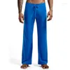 Pantalons de vêtements de nuit pour hommes mâle été confortable yoga cool salon cordon de serrage avec vêtements pyjamas de sommeil à la maison bas soyeux