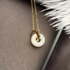 Pendentifs à breloques Design classique incrusté de Jade Hetian naturel, Double anneau imbriqué, collier léger, bijoux de luxe pour dames