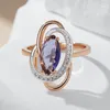 Cluster Ringen JULYDREAM Verzilverd Holle Ovale Paarse Zirkoon Voor Vrouwen Luxe 585 Goud Kleur Accessoires Partij Bruiloft Sieraden