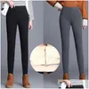 Women'S Leggings Winter Thicken Women Leggings Warm Fleece Pants Female Thermal Y Hight Wasit Tights Stretchy Drop Delivery Apparel W Otezk