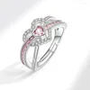 Naszyjniki Ustaw sześcienne cyrkonowe pierścionek słodka biżuteria do serca dla kobiet dziewcząt
