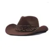 Berretti Cappello Per Donna E Uomo Lana Hollow Western Cowboy Con Cintura Alla Moda Gentleman Lady Jazz Cowgirl Toca Sombrero Cap Drop Deliver Dhmin