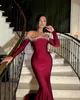 Bury mermaid prom dress crystal off shoulder formal evening elegant long sleeves party dresses for special ocns promdress