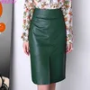 Skirts Skorts Women Harajuku High Waist Professional OL Slim Temperament Sheepskin Rock Damen Genuine Leather Wrap Hip Fork Skinny Maxi Skirt YQ240223