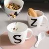 Tazze Tazza bianca Parole limitate nere Ceramica Tazza da caffè Tè al latte Tazze da ufficio Bicchieri Il regalo per amici e familiari