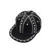 Boll Caps 2022 Vuxen Hip Hop Punk Rock Full Spike Studs Hitets Snapback Men Bboy Cool Flat Peaked Baseball Hats 55-60CM2543
