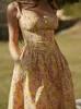 Повседневные платья, летнее платье в стиле бохо, женское платье Vintgae с цветочным принтом, длинный женский ремень с разрезом на шее, открытой спиной, женское элегантное макси без рукавов