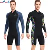 Maillots de bain pour femmes 2024 Hommes Wetsuits Gardez au chaud 1,5 mm Néoprène Front Zip Manches longues Shorty Plongée Peau Snorkeling Surf Canoeing Wetsuit