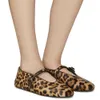 Gaoding ALA Mulheres Ballet Sapatos Baixos Cavalo Cabelo Leopardo Padrão Mary Jane Sapatos Únicos Sapatos Lefu Fivela de Cinto Sapatos Femininos gwdcv