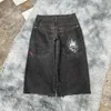 Heren shorts streetwear y2k harajuku hiphop skelet skelet grafische knie lengte denim gym gym heren dames gotisch mannen basketbal kort