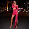 Party Dresses Prom Dress Sexy 2 Pieces Top Bra Short Gown With Strap Full Sleeve Sheath Slim Fit Club Streetwear Robes