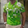 Men's Polos Polo T-shirt Patchwork Plaid Print Clothing Summer Casual Short Sleeved Daily Street Tops Tees Loose Oversized Shirt