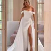 2024 Simple Wedding Dress Sexy Off the Shoulder Pleats Side Slit Satin Mermaid Bridal Gowns Vestido De Noiva