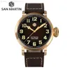 Other Watches San Martin 45mm CuSn8 Bronze Pilot Men YN55A Automatic Mechanical Vintage Military Simple Style Sapphire Waterproof 10Bar