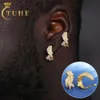 Boucles d'oreilles en argent Sterling 2024 Vvs Moissanite pour hommes, bijoux Hip Hop, nouveau Design, épines glacées, manchette d'oreille à clipser, 925