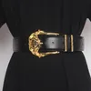 2024 Luxury Cowhide Belt With Metal Chain Solid äkta läder midjebälte Jean Pant Strap Fashion Punk Cow Women