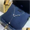 Pendanthalsband 2024 Brand Star Simple Fashion Jewelry 925 Sterling Sier Pave White Sapphire Cz Diamond Gemstones Party Women Wedd DHGF6