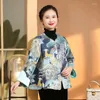 Etnische kleding Jacquard Phoenix Pioen Tang Kleding Jas met lange mouwen Dames Chinese stijl Vintage Button Down Hanfu Cheongsam