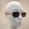 Óculos de sol sem aro de madeira prateada estilo vintage masculino tons Sonnenbrille Sunnies Gafas de sol UV400 com caixa